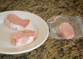 Cutting the fat band and pounding out pork chops