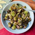 Roasted Brussels Sprouts with Garlic, Bacon and Balsamic Vinegar