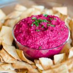 Smoked Beet Hummus and Pita Chips