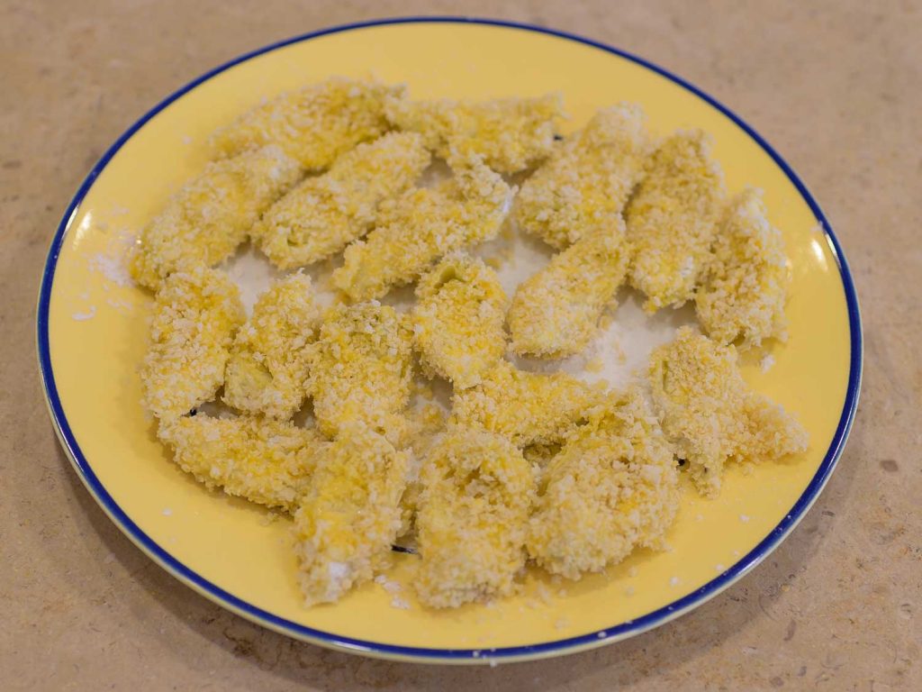 Artichokes that have been dredged and battered in panko