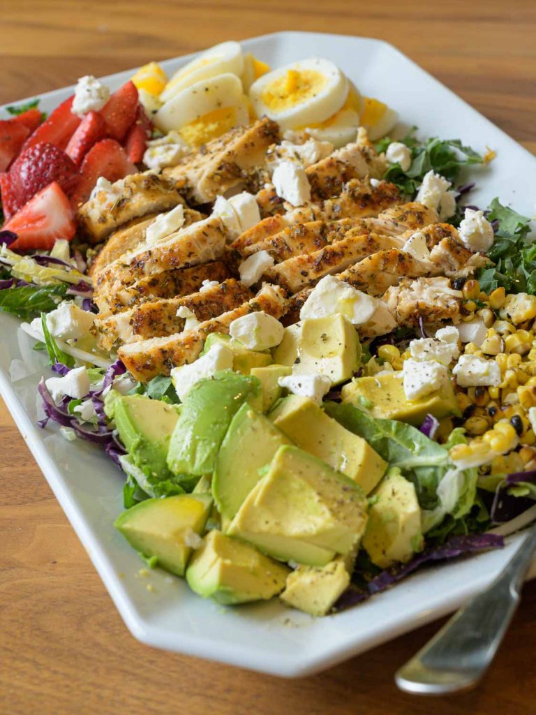 Kale Salad on a Rectangular Serving Plate