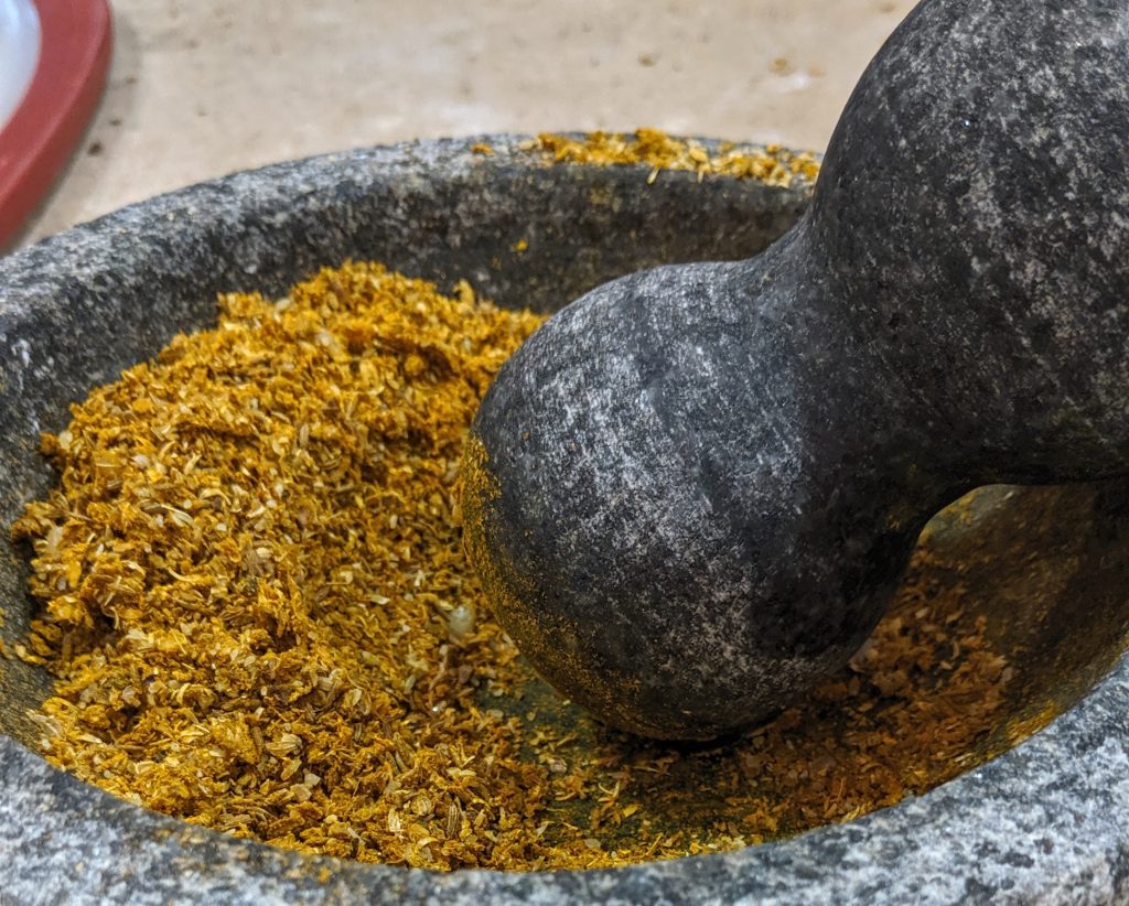 Shawarma Spices in a Mortar