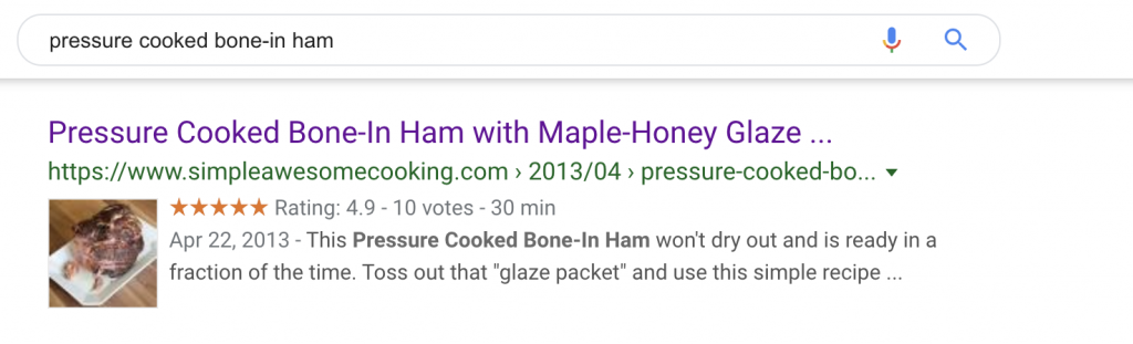 Rich Snippet of a Food Blog Recipe